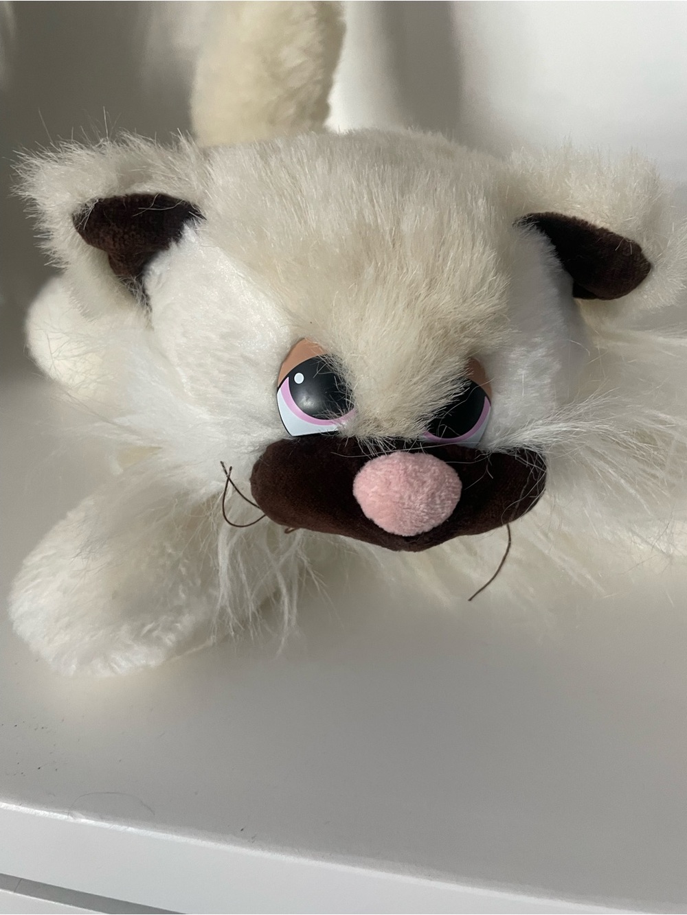 Vintage Pound Purries 15” Siamese Cat Plush Cream Pink Eyes Stuffed Animal